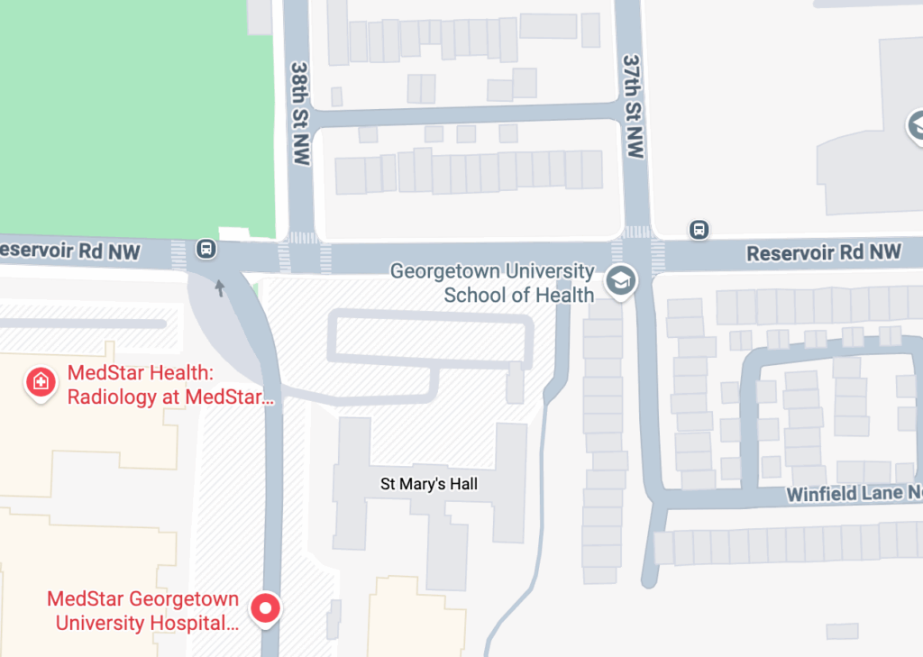 Map of Reservoir Rd NW and north end of campus